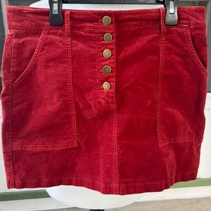 M/L Red Mini Skirt with Brass Buttons - Forever 21